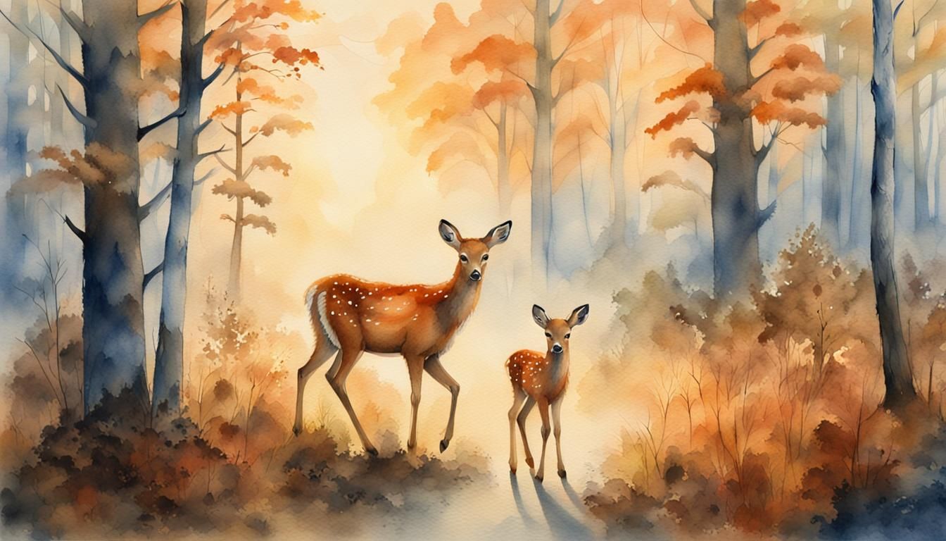 Ethereal Autumn Forest Scene in Watercolor