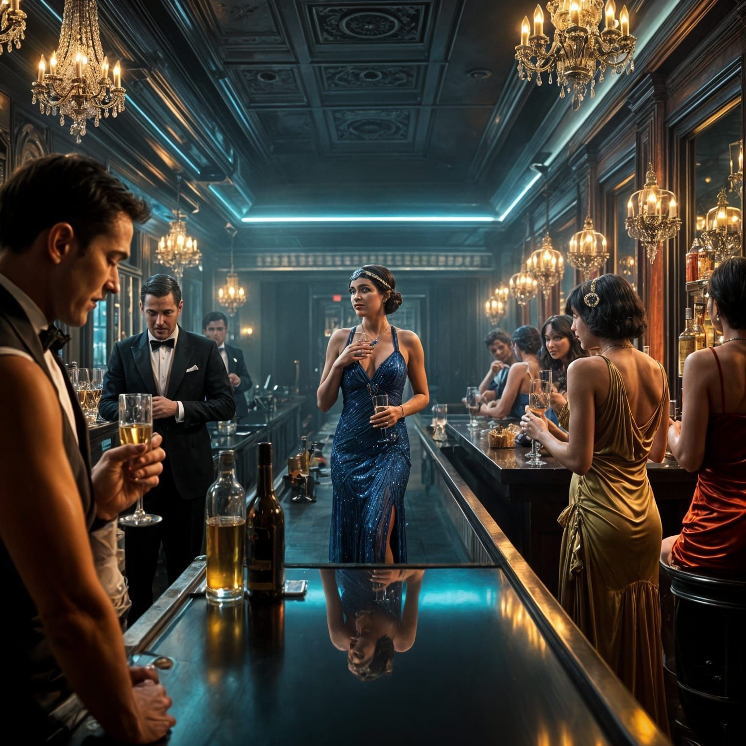 1920s Party Scene in Photorealistic Style