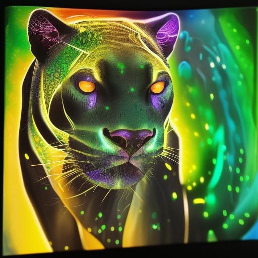 Hyperrealistic Glass Panther Portrait in Splash Art Style