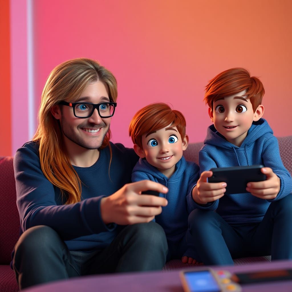 Family Game Night: Pixar-Style 3D Digital Art