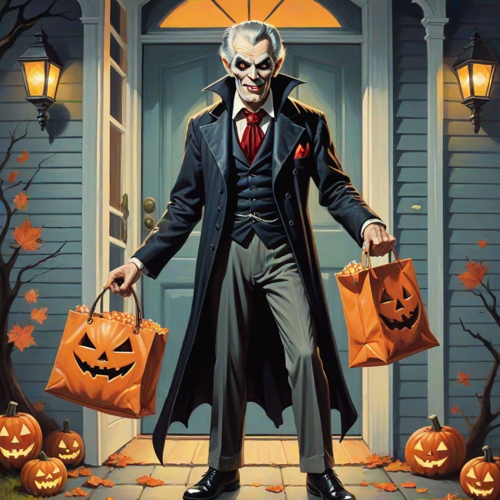 Suave Vampire Halloween Pin-Up Illustration