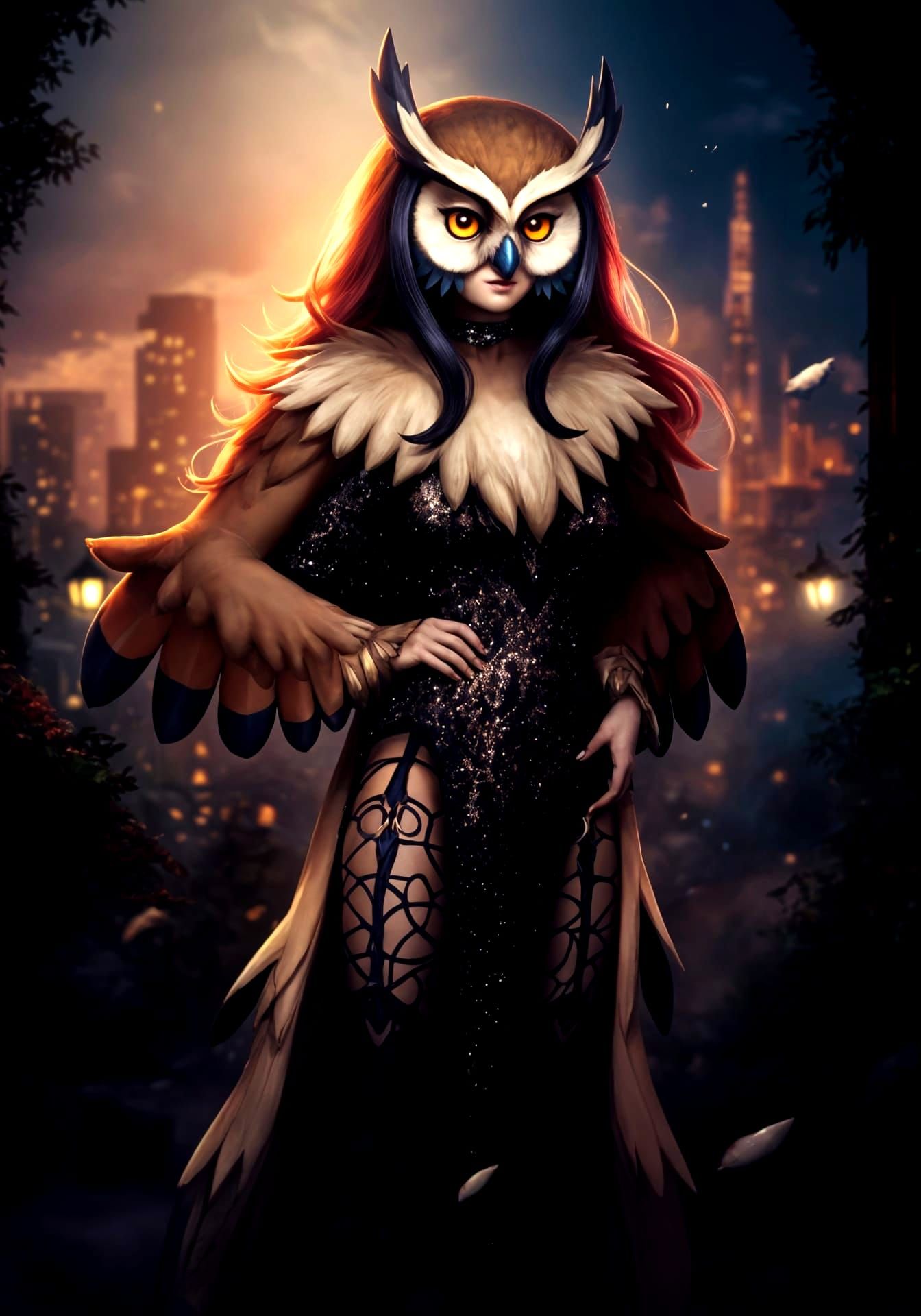 Hoothoot Pokemon as Stunning Human Girl: Photography