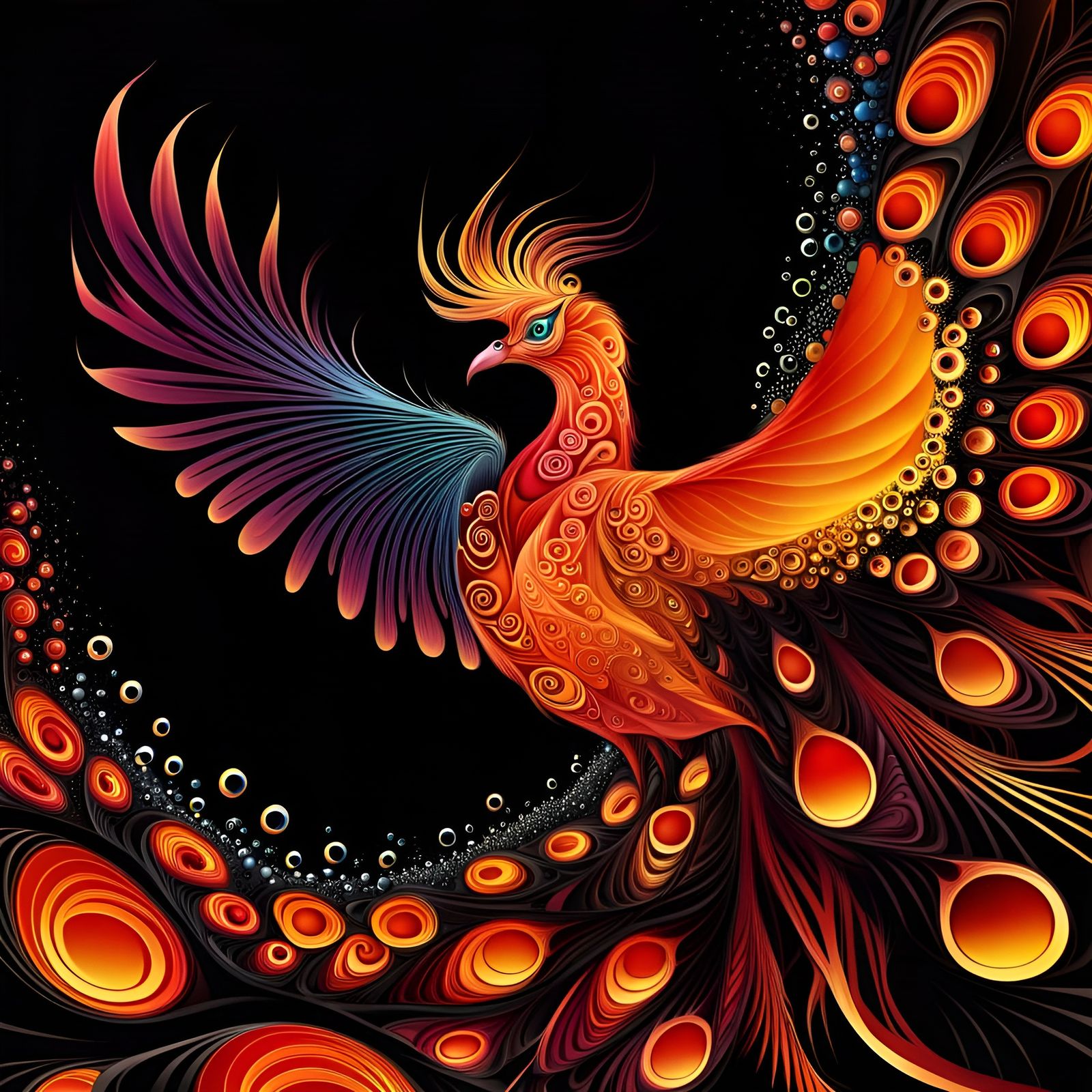Fiery Phoenix Rising: Abstract Fractal Art