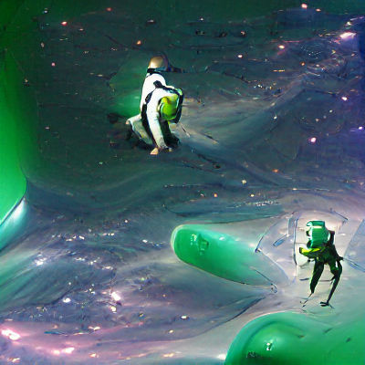 Astronaut Floats Through Emerald Galaxy