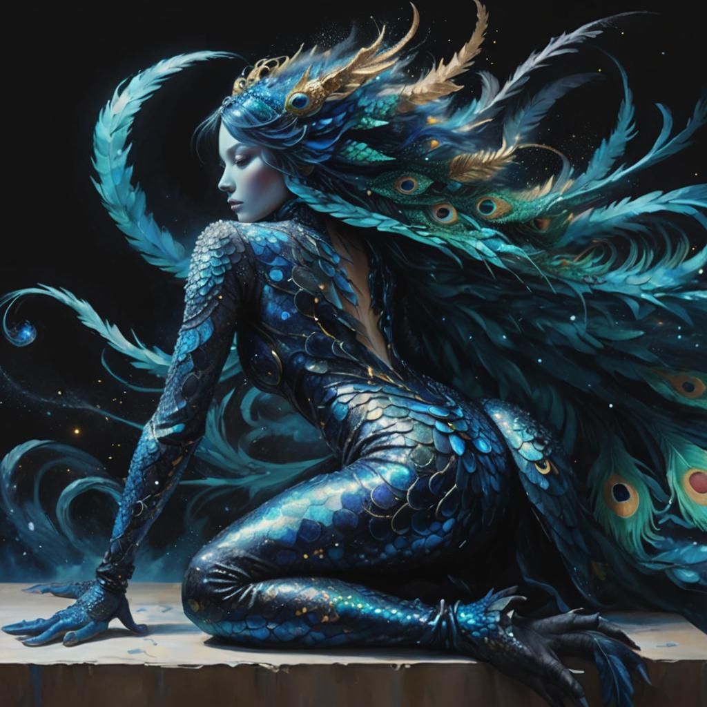 Dragon Woman Portrait in Surrealist Style