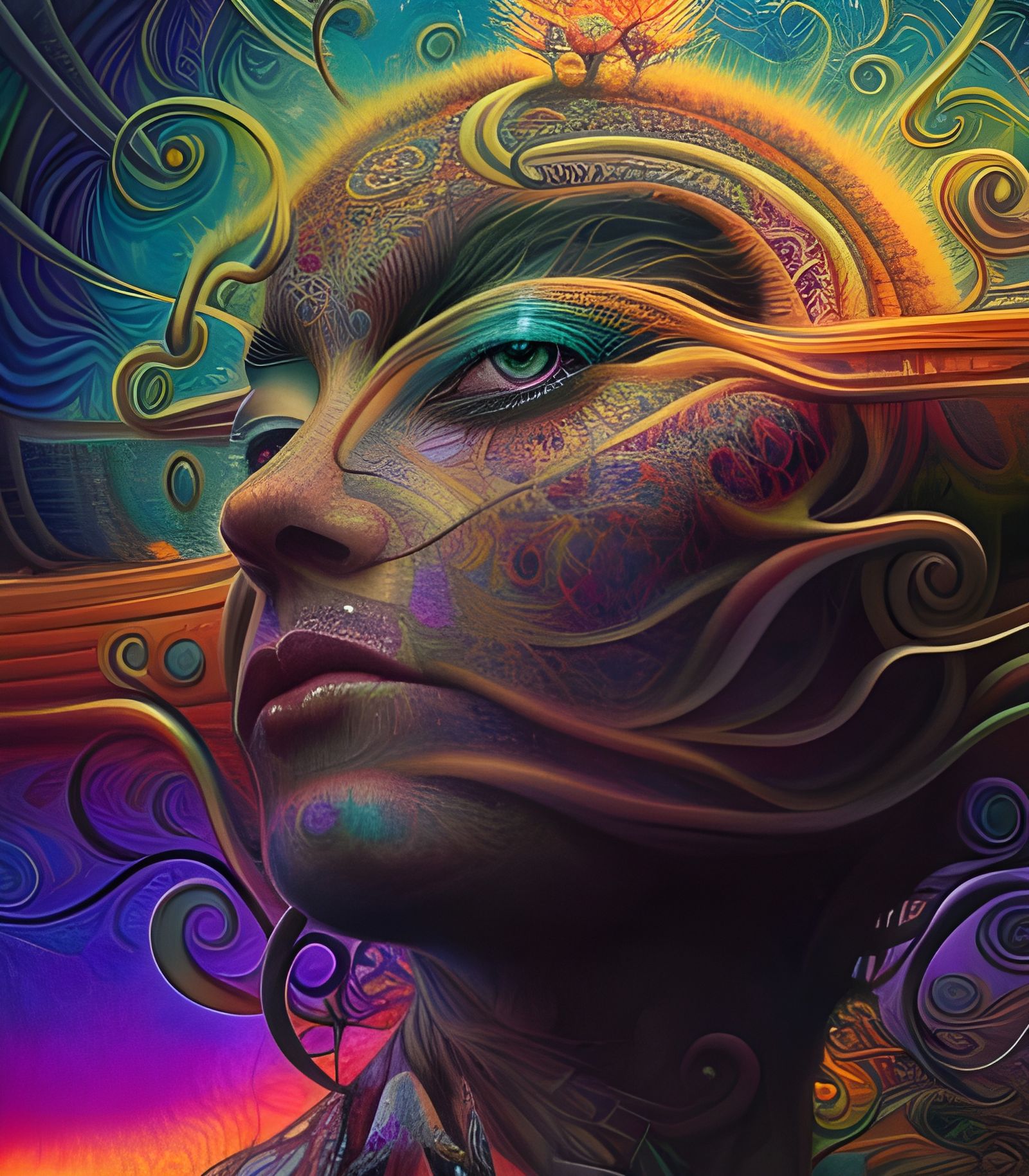 Psychedelic Visionary Art Masterpiece in Vivid Color