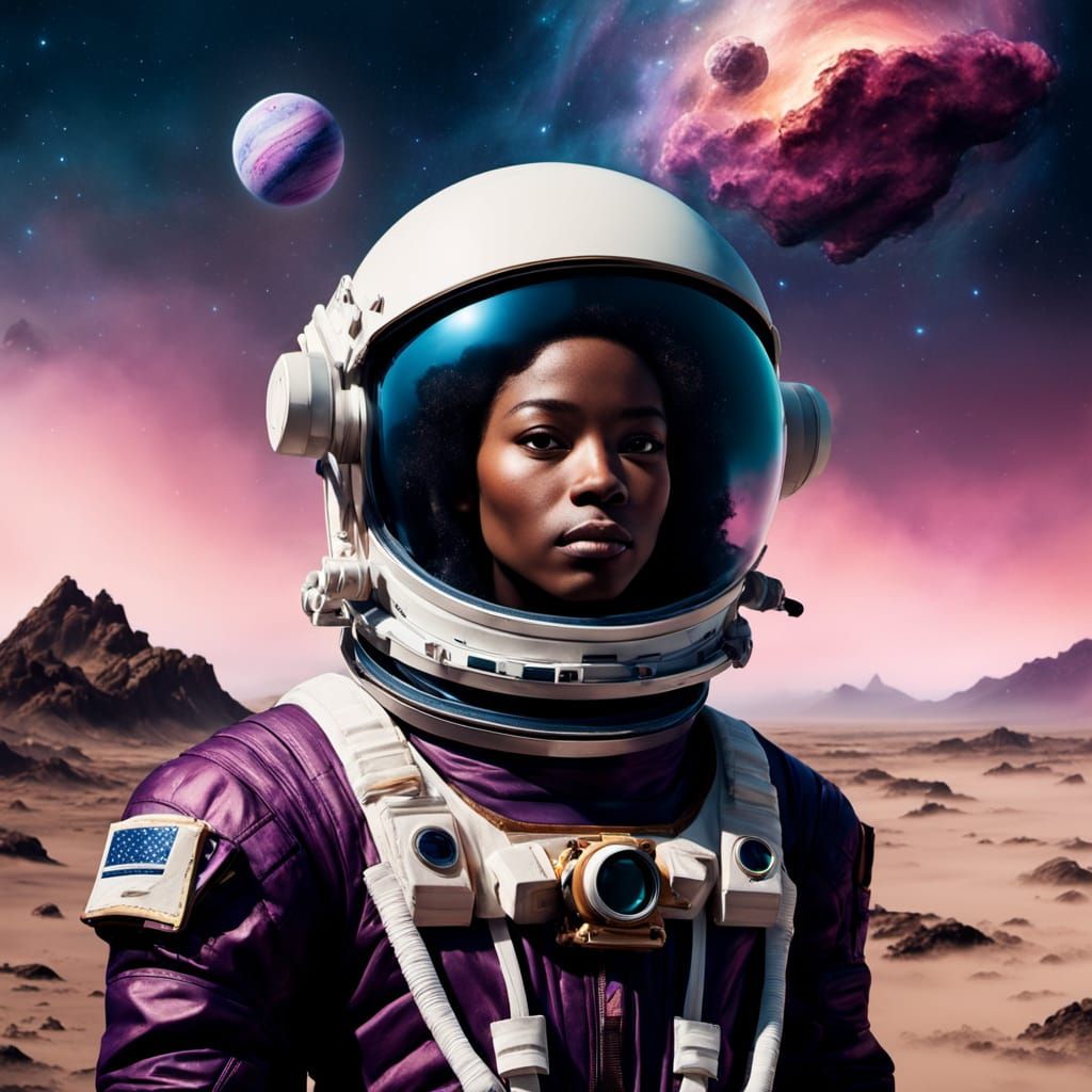 Astronaut Adrift in Vibrant Nebula