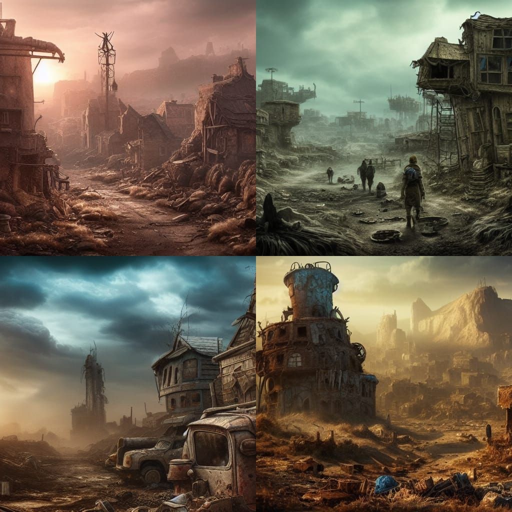 Post-Apocalyptic Smurf Village: Hyperrealistic Digital Art