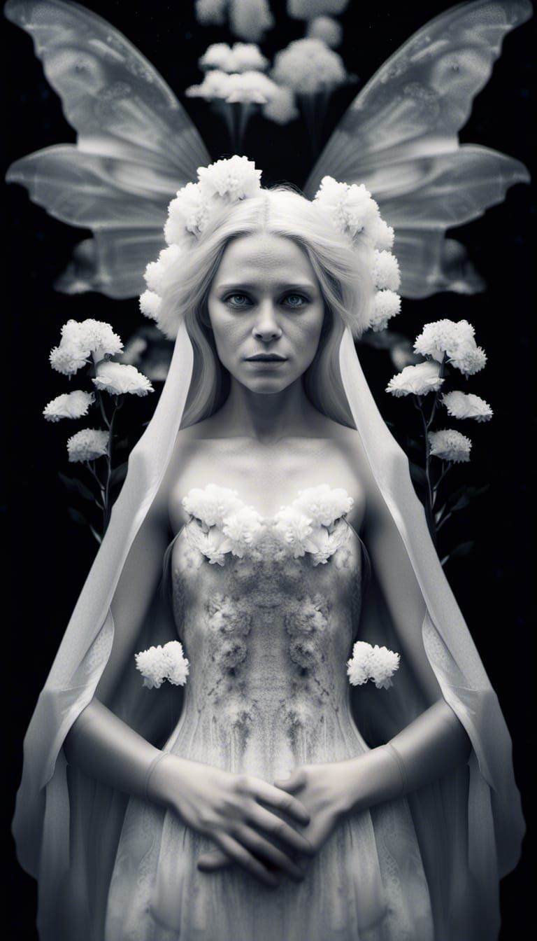 Ethereal Woman in Stormy Infrared Landscape