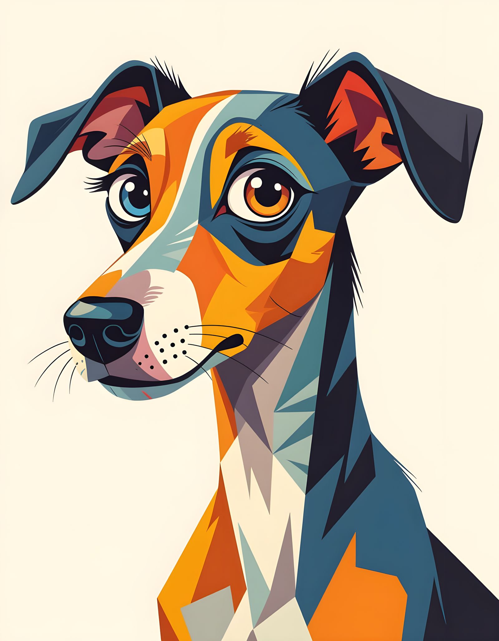 Abstract Dog Splash Art in Mid-Century Modern Style