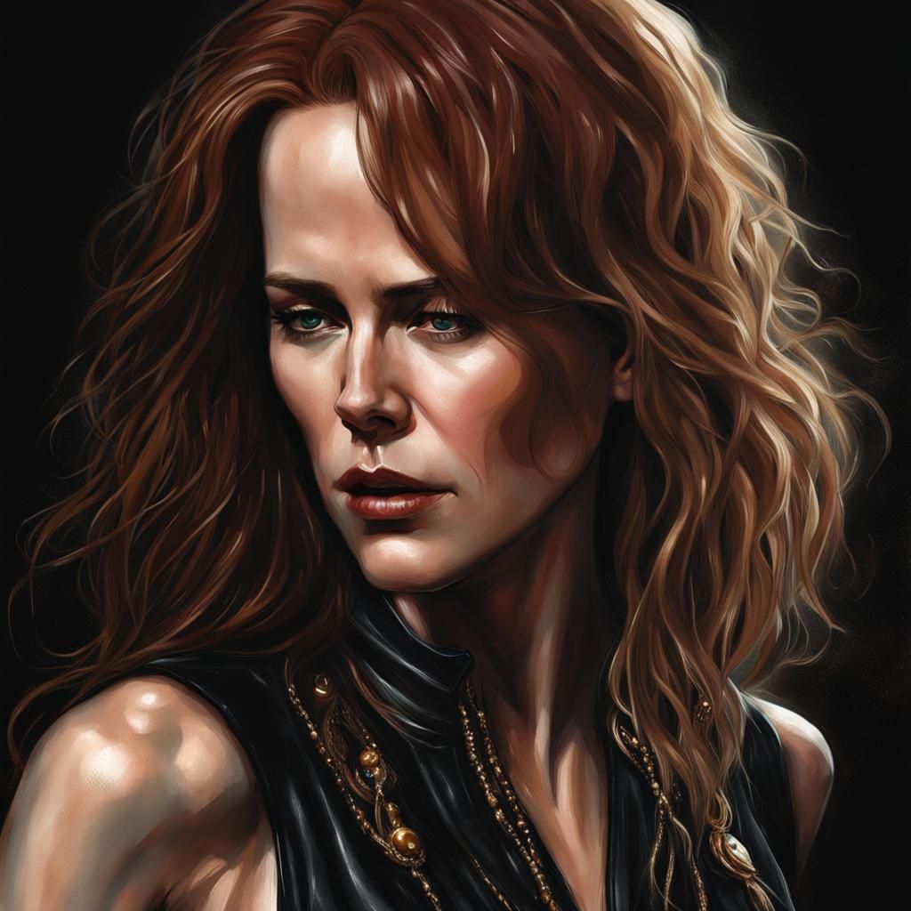 Hyperrealistic Nicole Kidman Portrait in Darkness