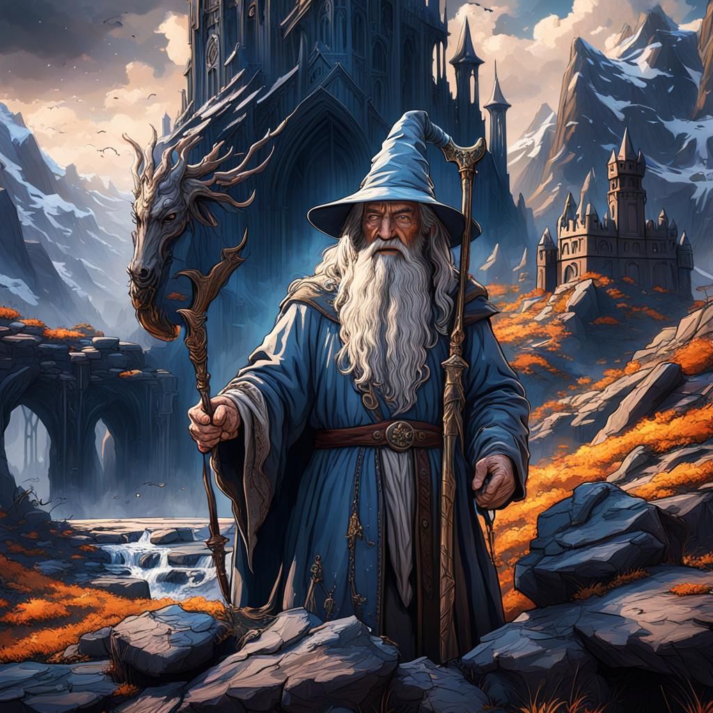 Gandalf Detailed Matte Painting in 8k