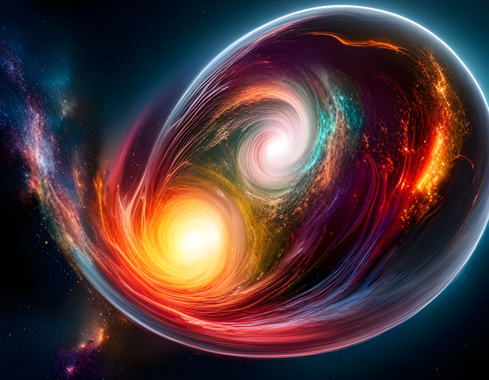 Mesmerizing Liquid Metal Galaxies and Nebula Collision