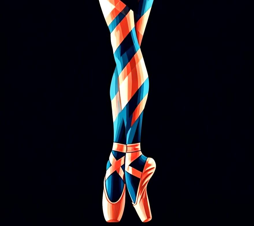 Ballet Dancer Legs Logo in Striped Vector Art