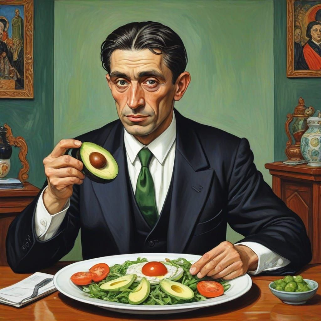 Barrister with Avocado Salad Caricature