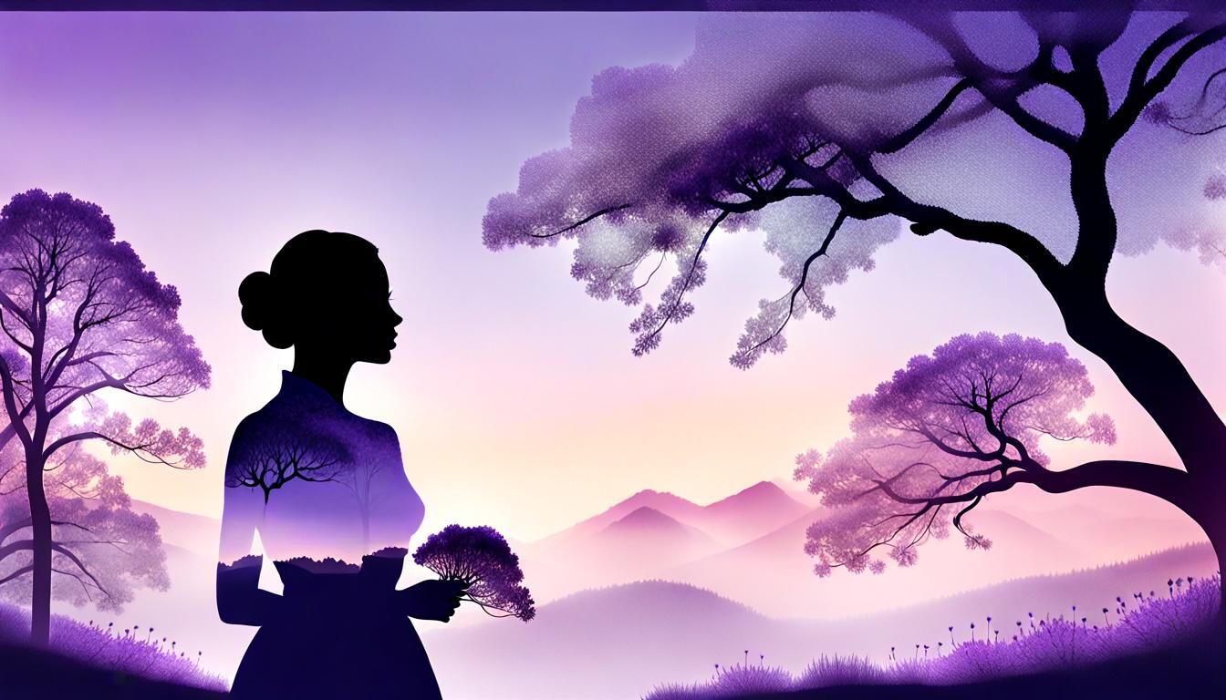 Woman Silhouette with Spring Double Exposure