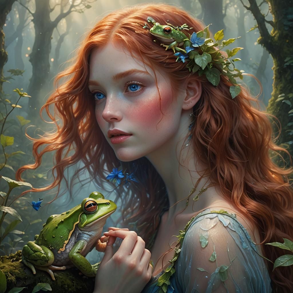 First Kiss: Hyperrealistic Portrait in Ethereal Forest