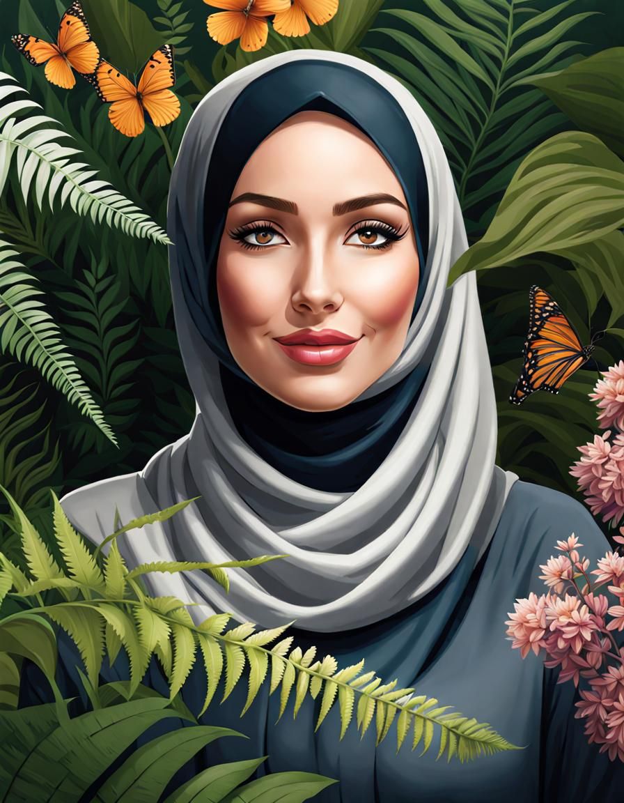 Beautiful Hijabi Woman in Mystic Garden