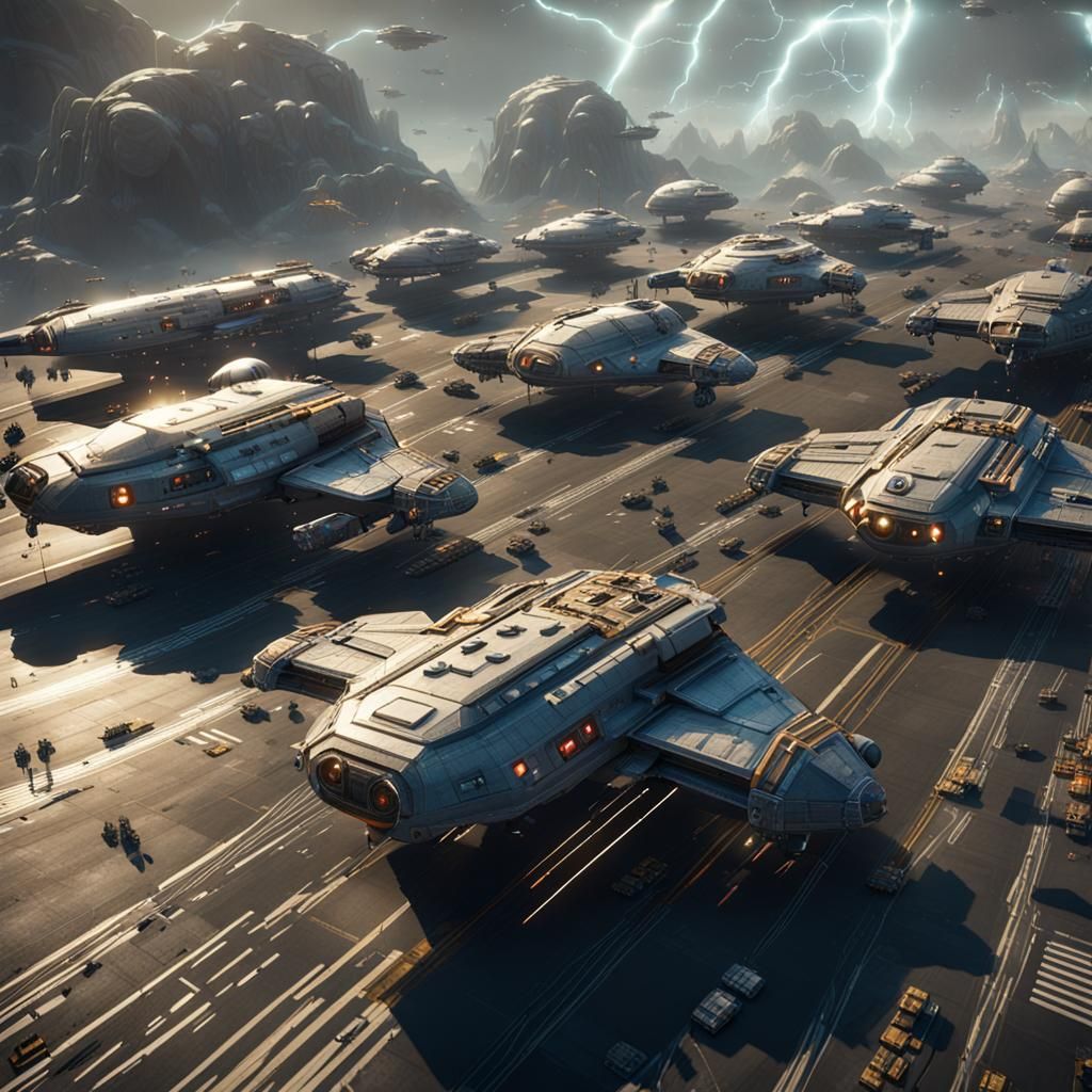 Space Military Parade: 3D Game Cinematic Rendering