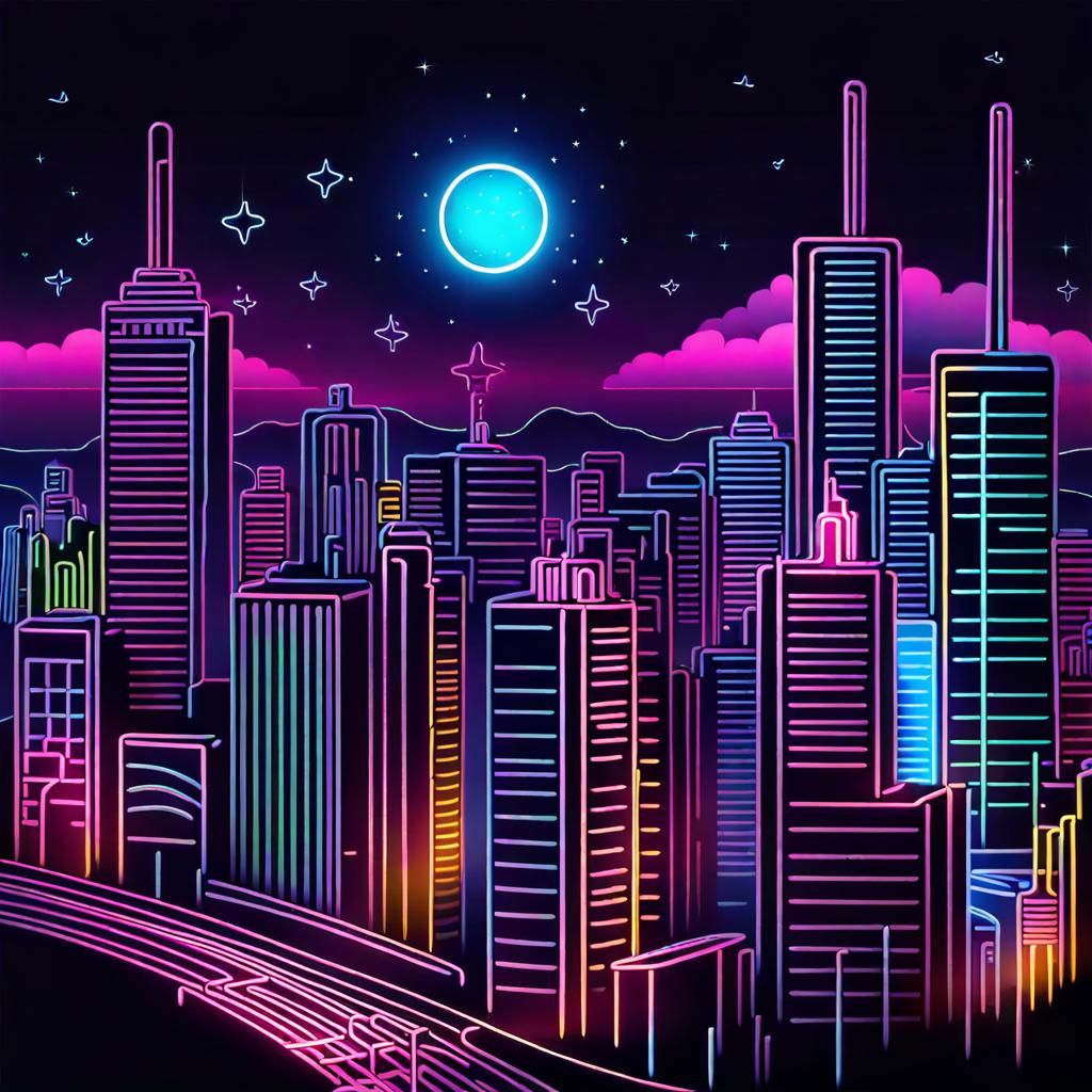 Neon Cityscape Under Night Sky