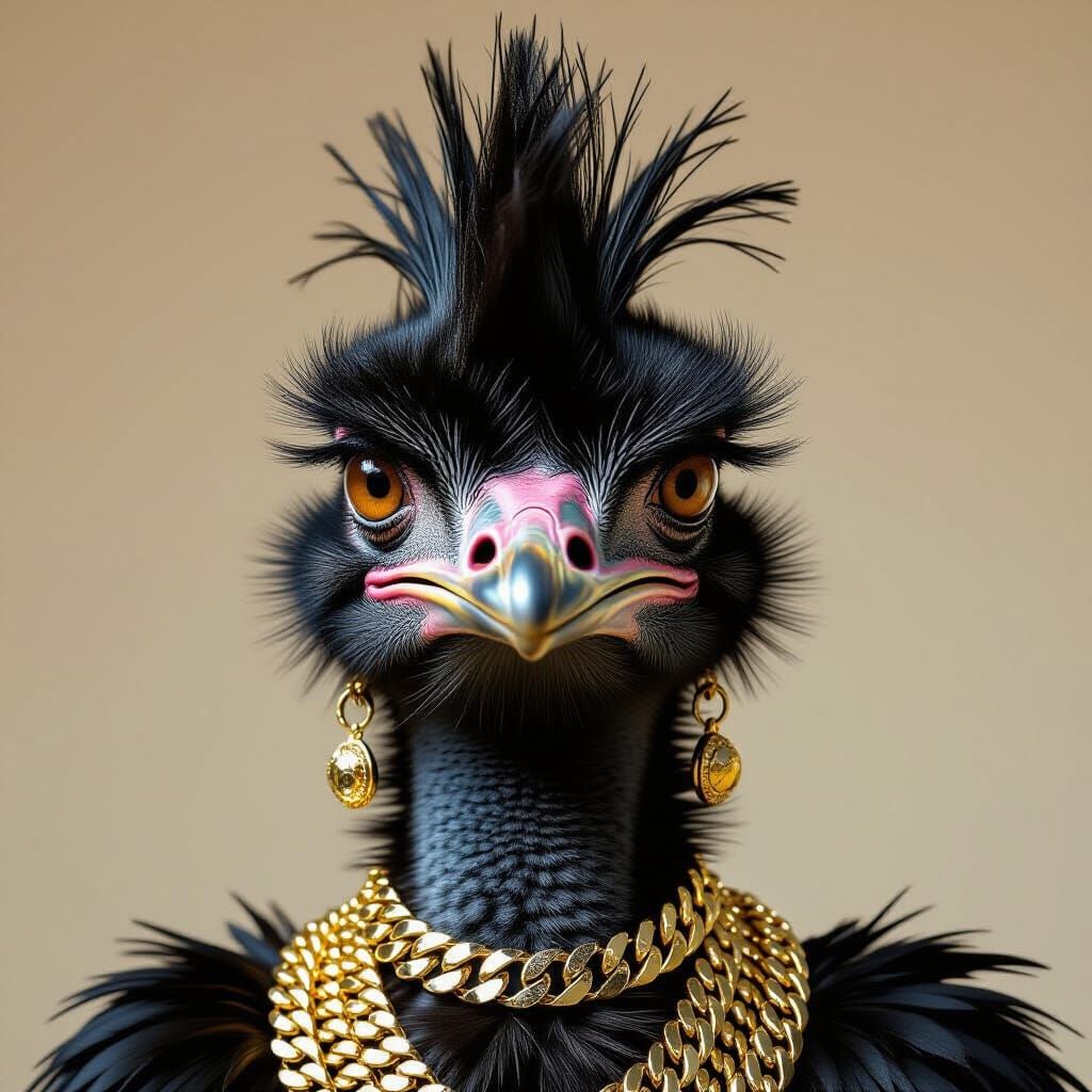 Ostrich B.A. Baracus Portrait in Dramatic Studio Lighting