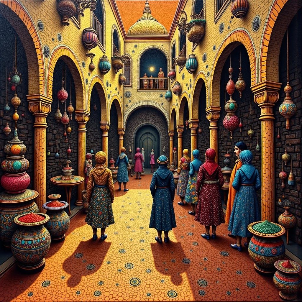 Vibrant Moroccan Marketplace in the Style of Romanticism