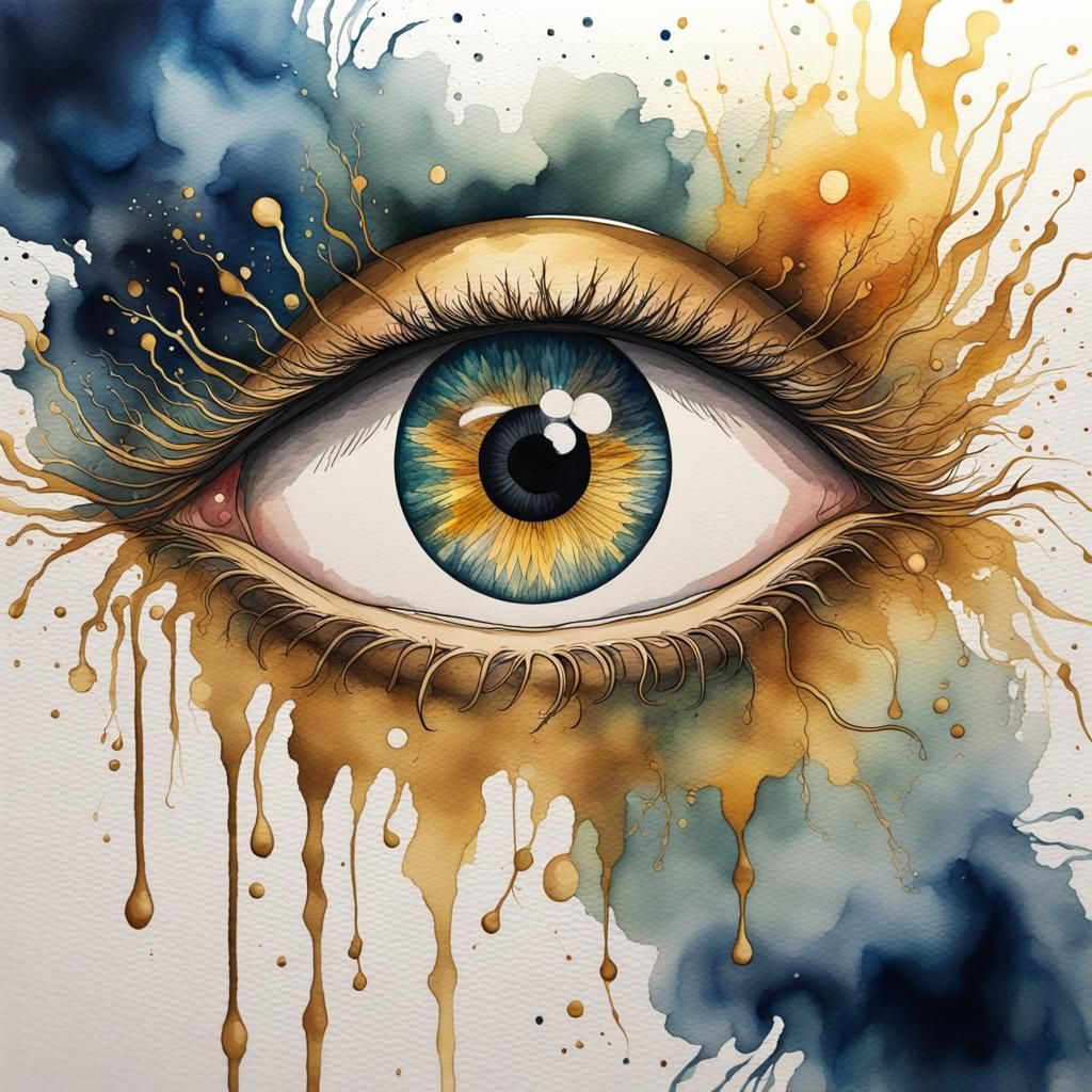 Dramatic Eye of the Storm in Watercolor Ink