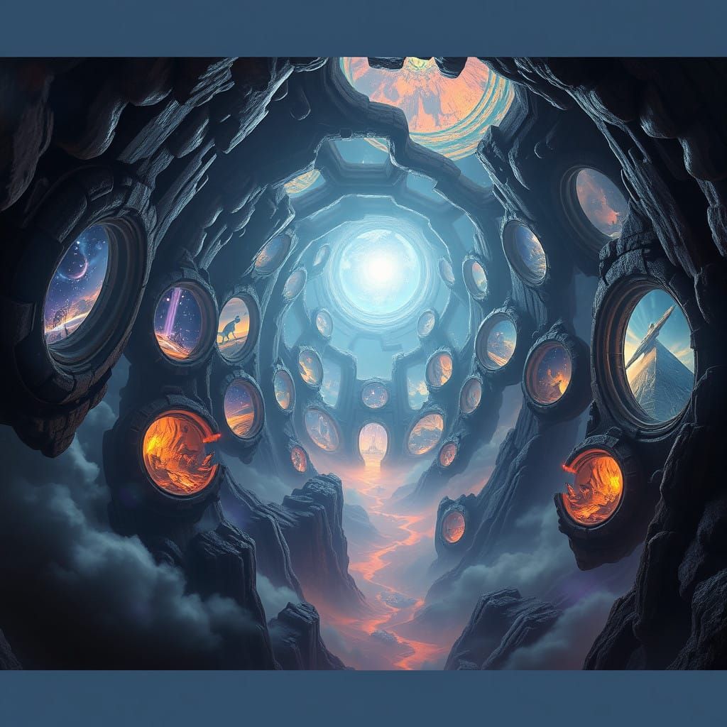 Cosmic Realms: Swirling Portals to Alternate Dimensions