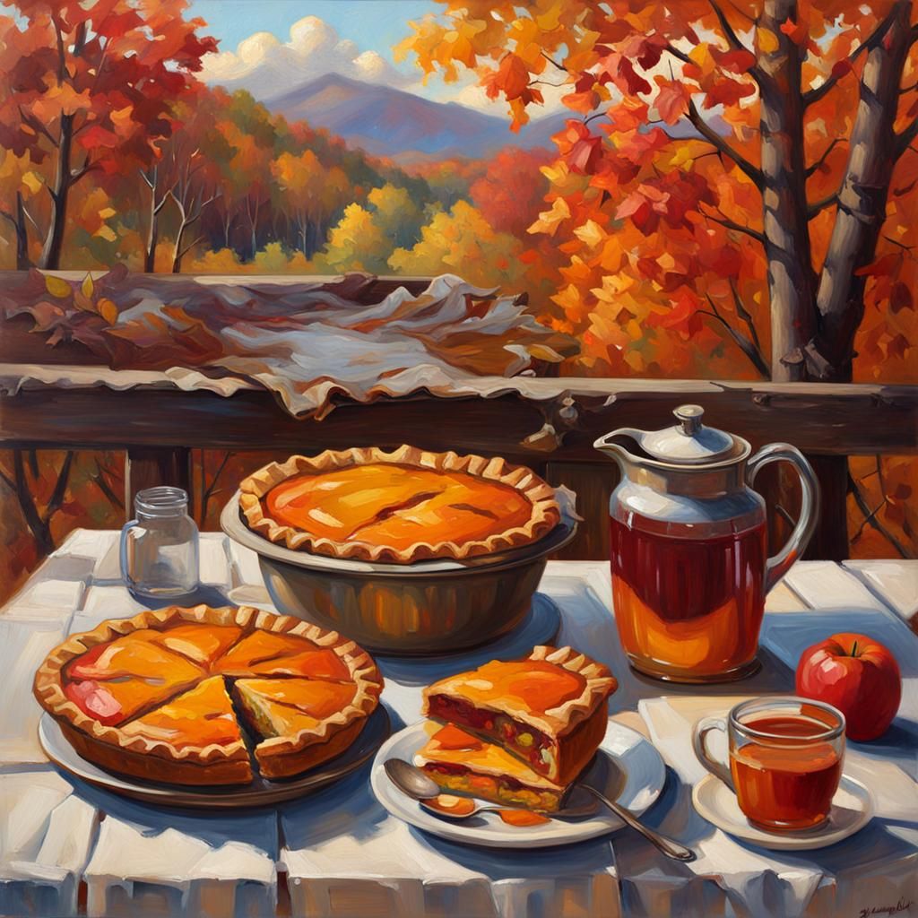Autumn Feast: An Impressionist Oil Painting