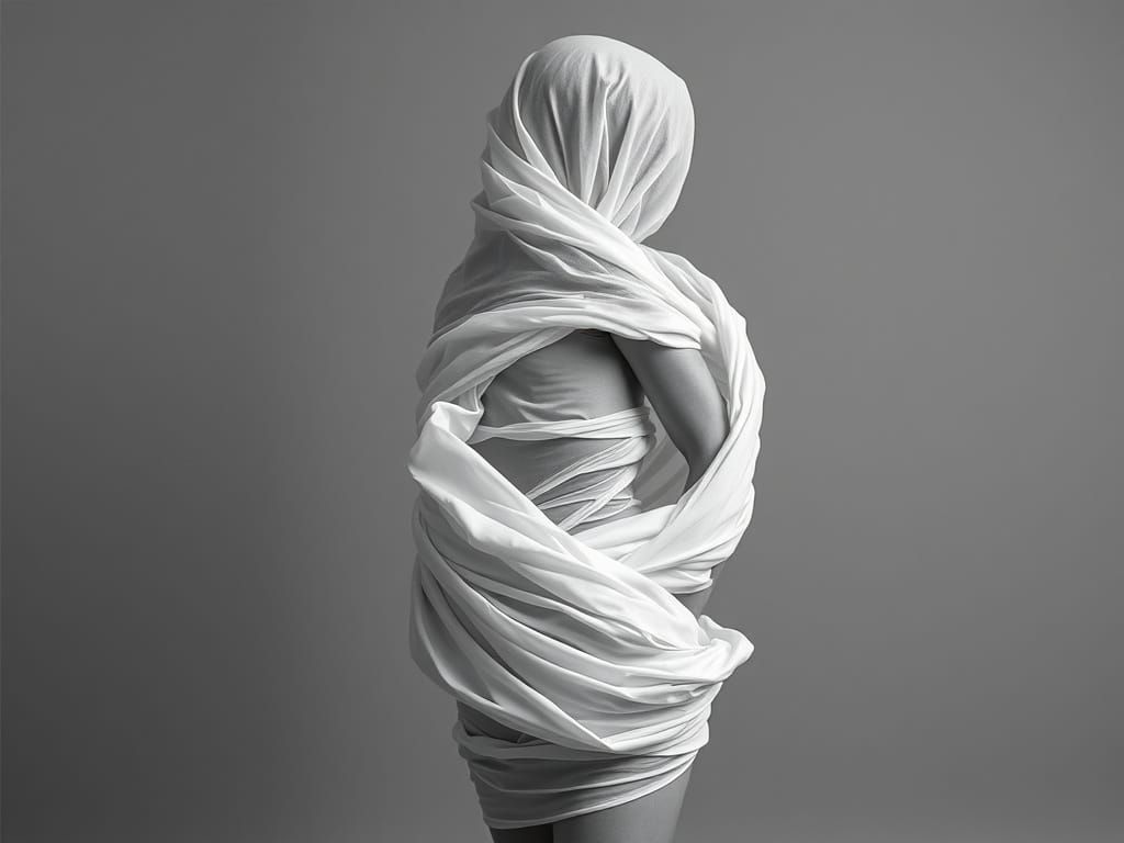 Woman in Ethereal Cocoon, Surrealist Sculpture Inspiration