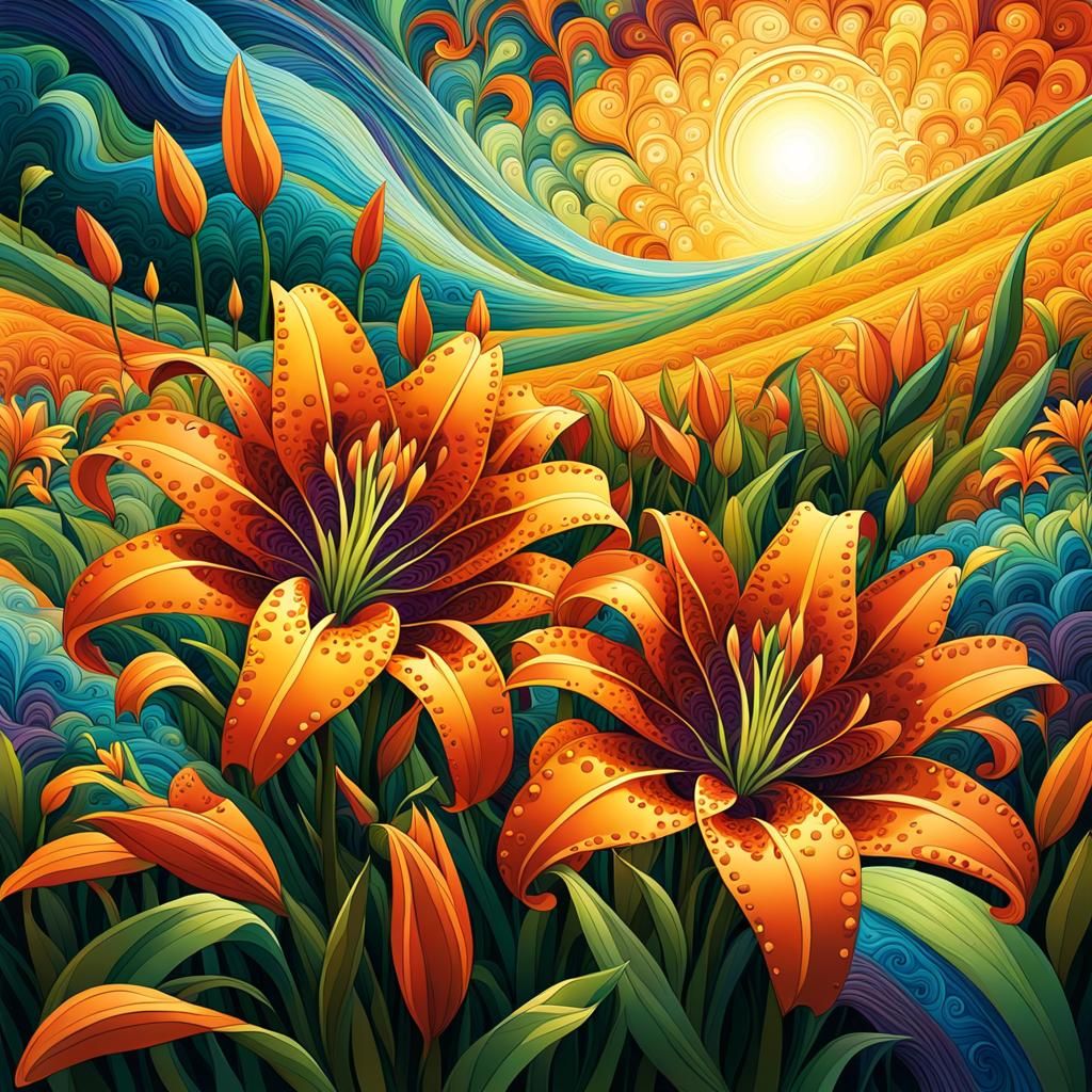 Abstract Lilies Field: A Dance of Colors