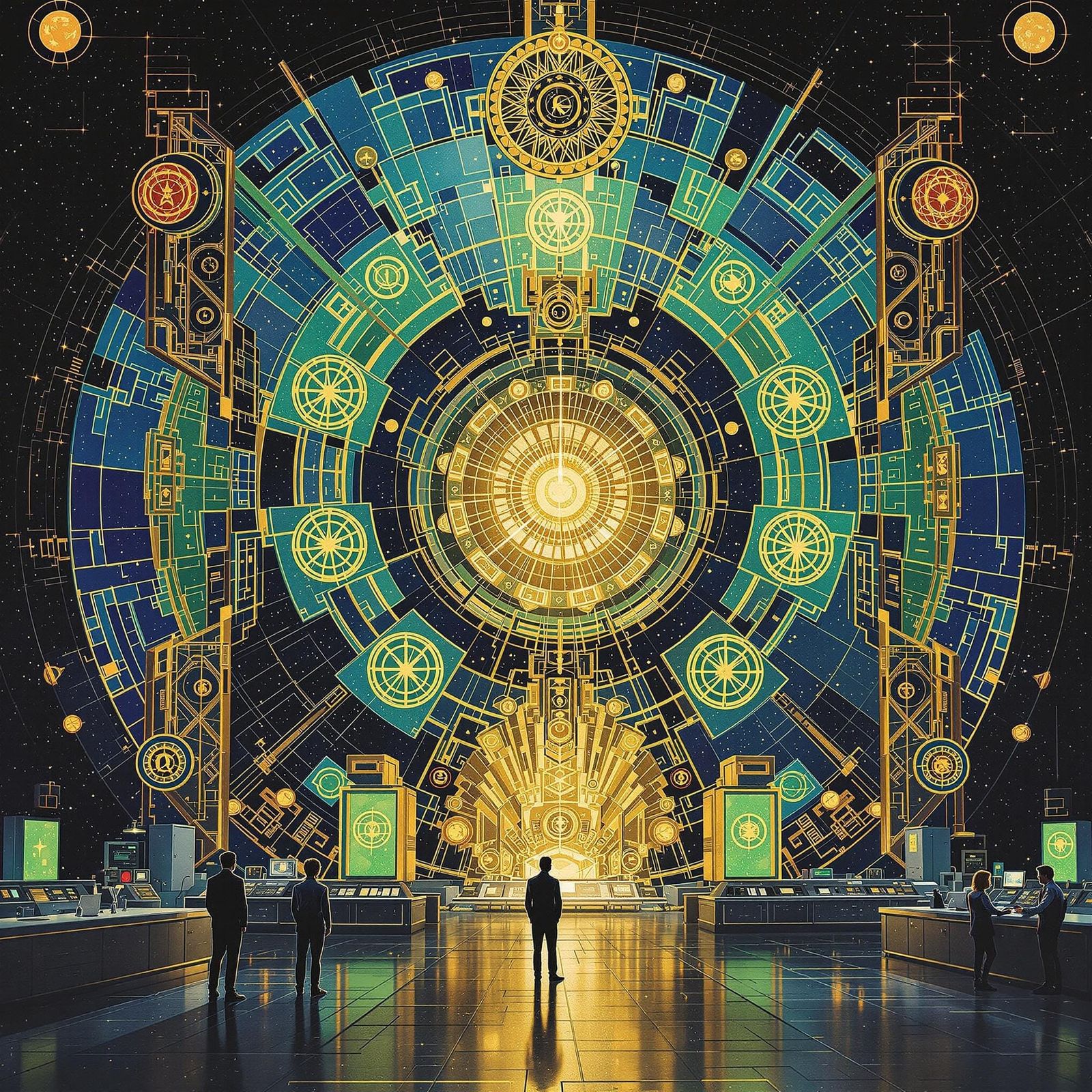 Cyberpunk Science Fiction Illustration in the Style of Gusta...