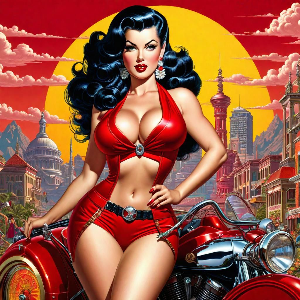 Detailed Pinup Illustration in Comic Book Style