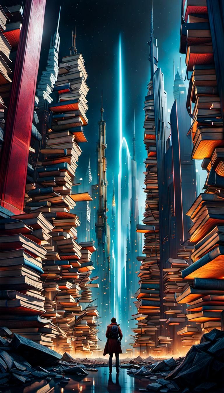 Futuristic City of Books in Sci-Fi Concept Art