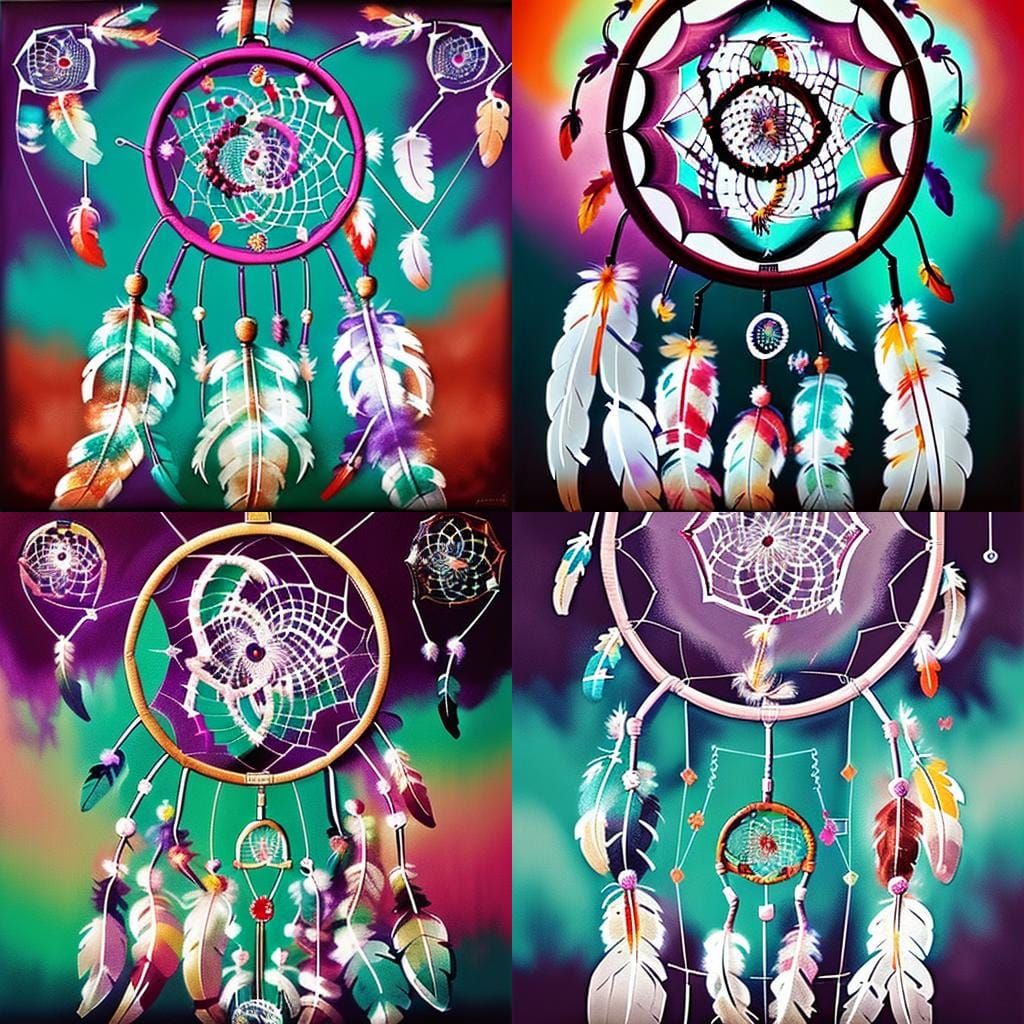 Detailed Native American Dreamcatcher in Fantasy Art Style