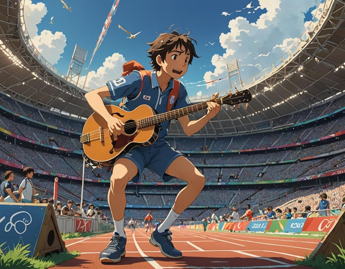 Anime Athlete Plays Banjo at Olympics