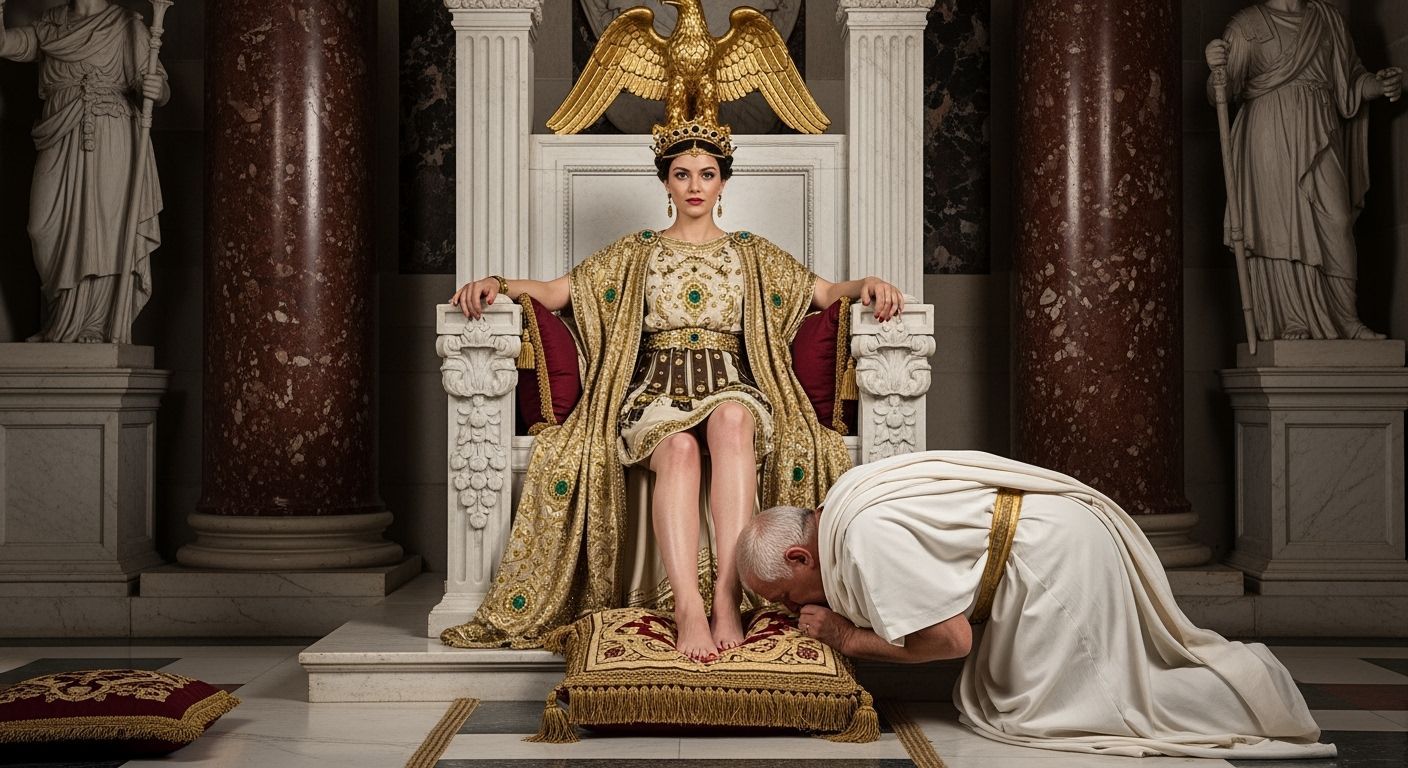 Empress Messalina on Her Throne in Photorealistic Style
