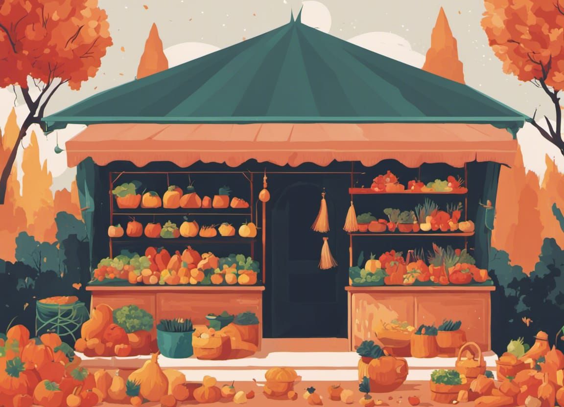 Minimalist Witch's Magic Produce Stall in Studio Photo