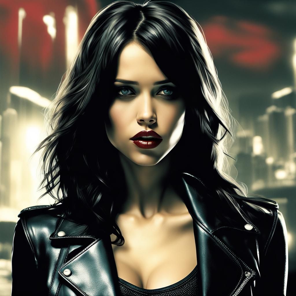 Striking Woman in Sin City Style Design