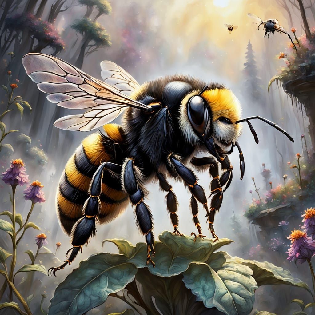 Bumblebee Dances in Ethereal Neo-Impressionist Style