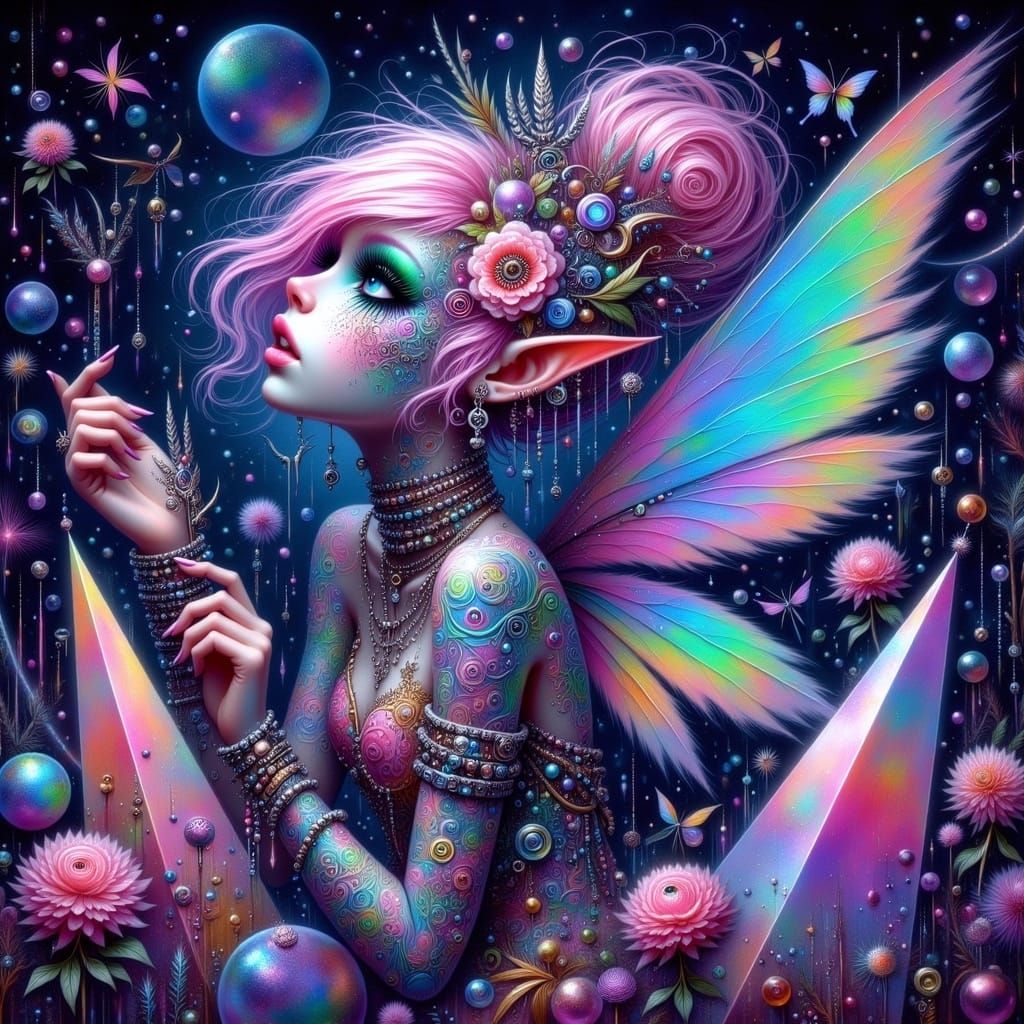 Surrealist Fairy Punk Creatures in a Glowing Maximalist Drea...