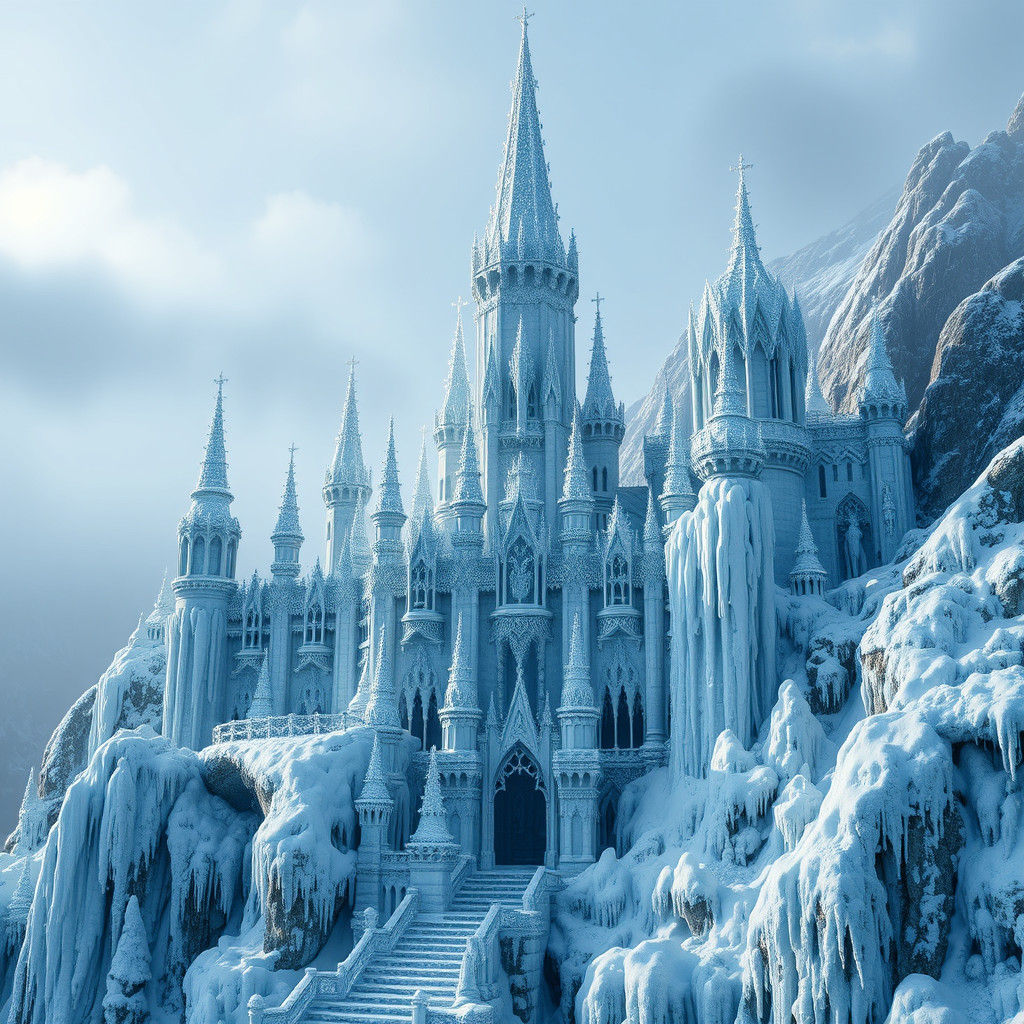 Majestic Ice Castle with Crystalline Details