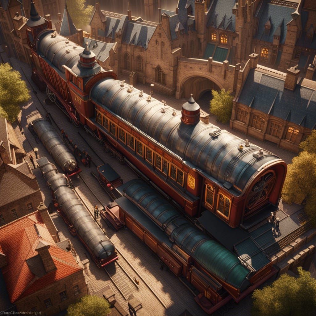 Hogwarts Bird's-Eye View with Griffin in Flight