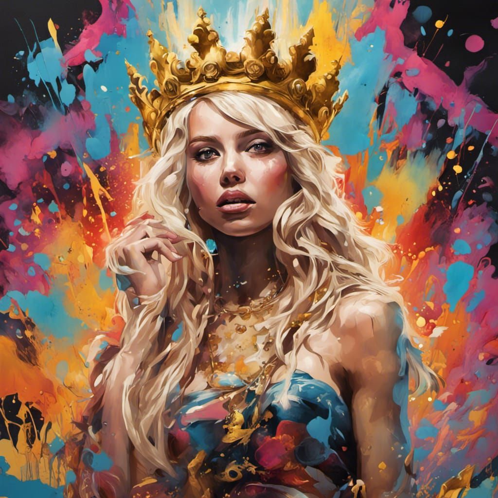 Blonde Queen Surrounded by Gold in Graffiti Art