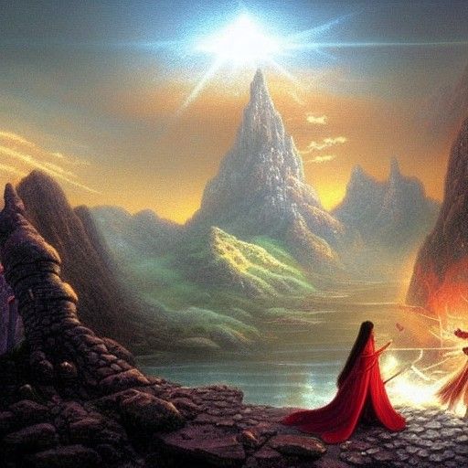 Epic Battle for Silmarils in Ethereal Fantasy Style