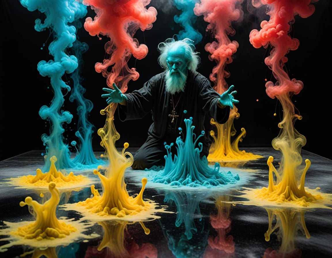 Surreal Ectoplasm Dissolving into Colorful Mist
