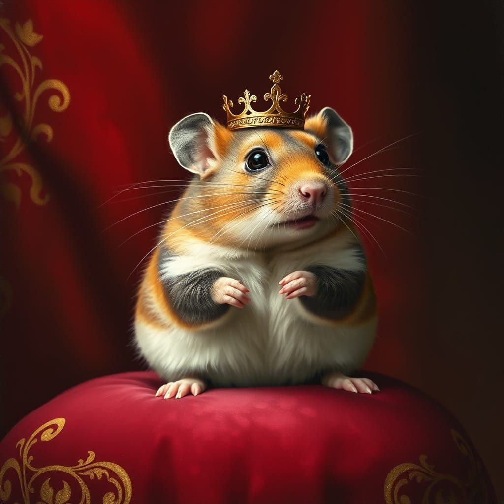 Regal Hamster Portrait in Dutch Masters Style