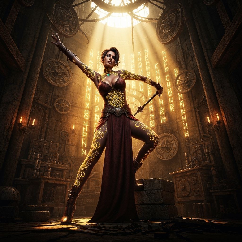 Cyborg Elf with Steampunk Goggles and Arcane Tattoos