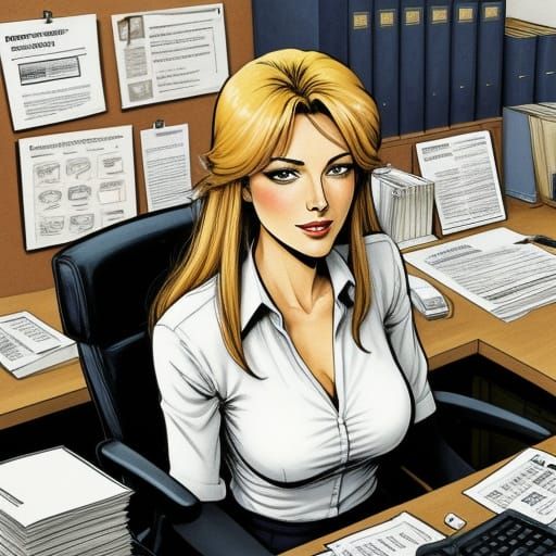 Business Office Comic Illustration in Manara Style