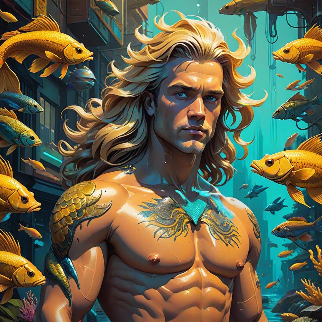 Majestic Merman in a Dreamlike Oceanic Realm